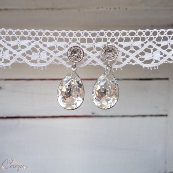 boucles oreille mariage personnalisables strass de cristal cereza mademoiselle