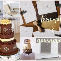 idées wedding cake & faire-part mariage élégant ivoire chocolat cereza blog mariage b