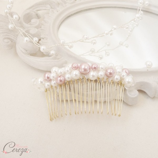 bijou de coiffure mariée peigne perles chignon cereza mademoiselle