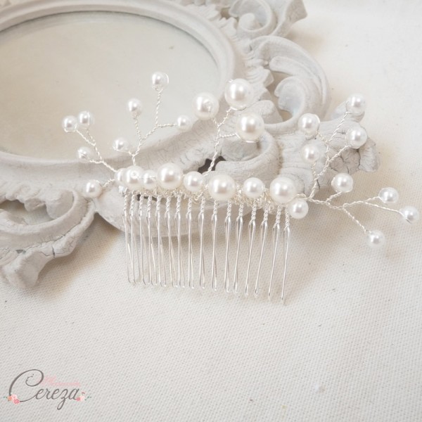 idee accessoire chignon mariee peigne perles Mademoiselle Cereza modèle Madeline