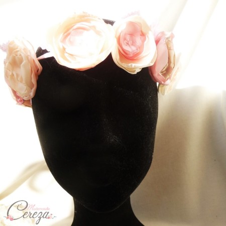 headband fleurs rose poudré Floral Melle Cereza Deco