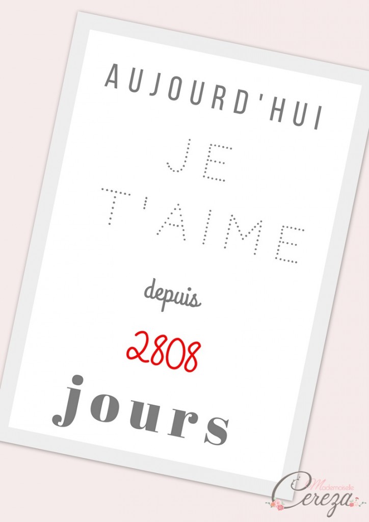 poster kit saint valentin aujourd'hui je t'aime depuis x jours