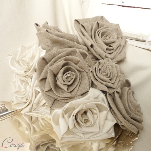 bouquet mariée original beige ivoire lin satin personnalisable