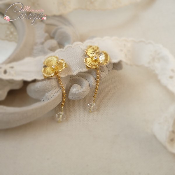 bijoux mariage fleur or doré cristal swarovski