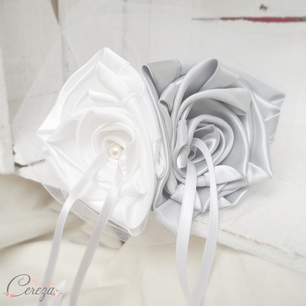 porte alliance mariage blanc gris argent fleur cereza 2