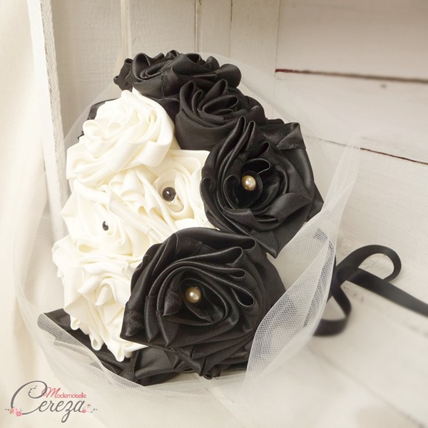 mariage ivoire noir bouquet mariee original sur-mesure mademoiselle cereza