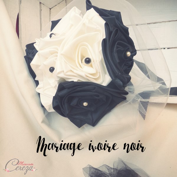 bouquet-mariage-original-tissu-ivoire-noir-personnalisable