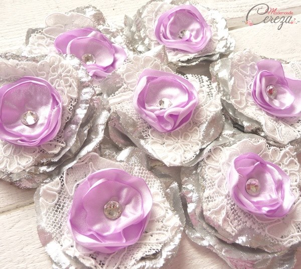 bouquets bijoux mariage argent dentelle cristal parme mauve Mademoiselle Cereza