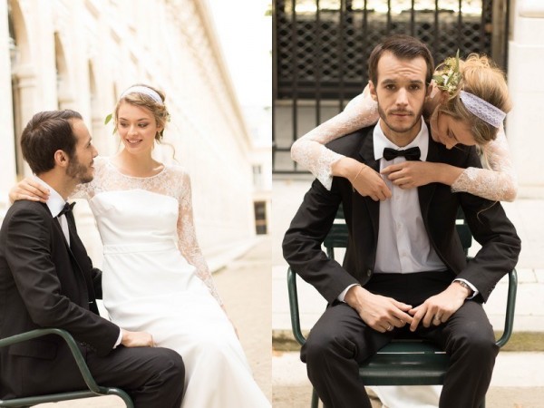 mariage bohème chic à Paris idée inspiration robe dos nu bijoux accessoires