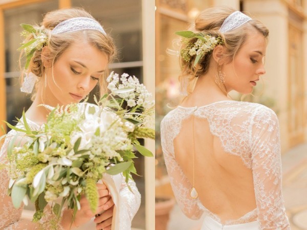 mariage bohème chic à Paris bijou dos Mademoiselle Cereza robe dos nu dentelle Laure B Gady photo Anaïs Roguiez