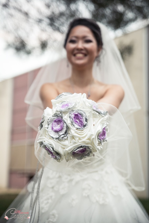 mariage vegan bouquet mariee sur-mesure tissu satin bijou Mademoiselle Cereza