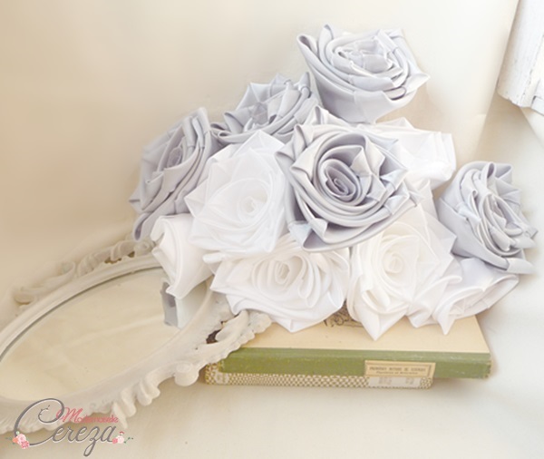 mariage d'hiver romantique gris blanc fleurs de tissu satin Mademoiselle Cereza