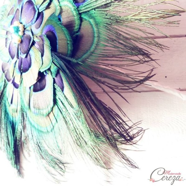 bouquet de mariage alternatif original plumes paon melle cereza deco