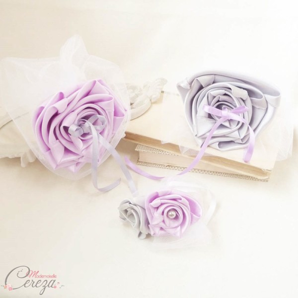 accessoires mariage mauve gris blanc