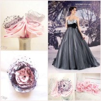 mariage rose gris noir romantique baroque