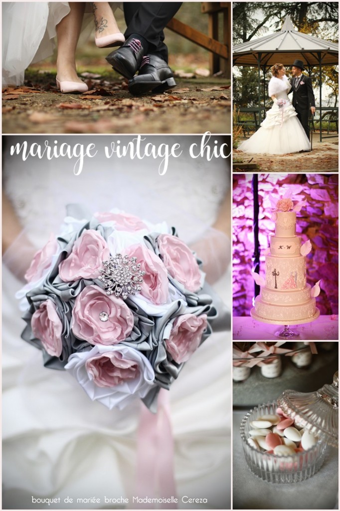 idées pour un mariage vintage chic romantique rose poudré gris clair blanc Mademoiselle Cereza blog mariage