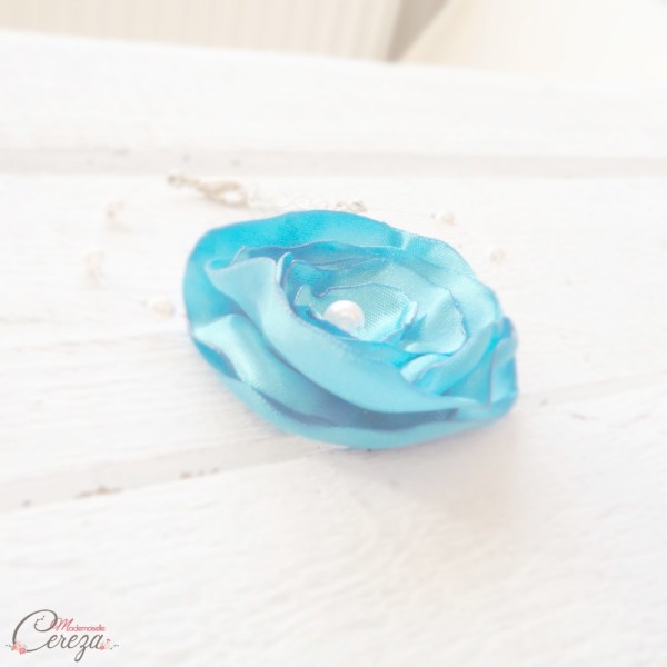 bijou mariage bleu turquoise fleur perle personnalisable Melle Cereza