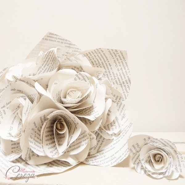bouquet de mariee origami livre recycle mariage ecolo melle cereza deco original